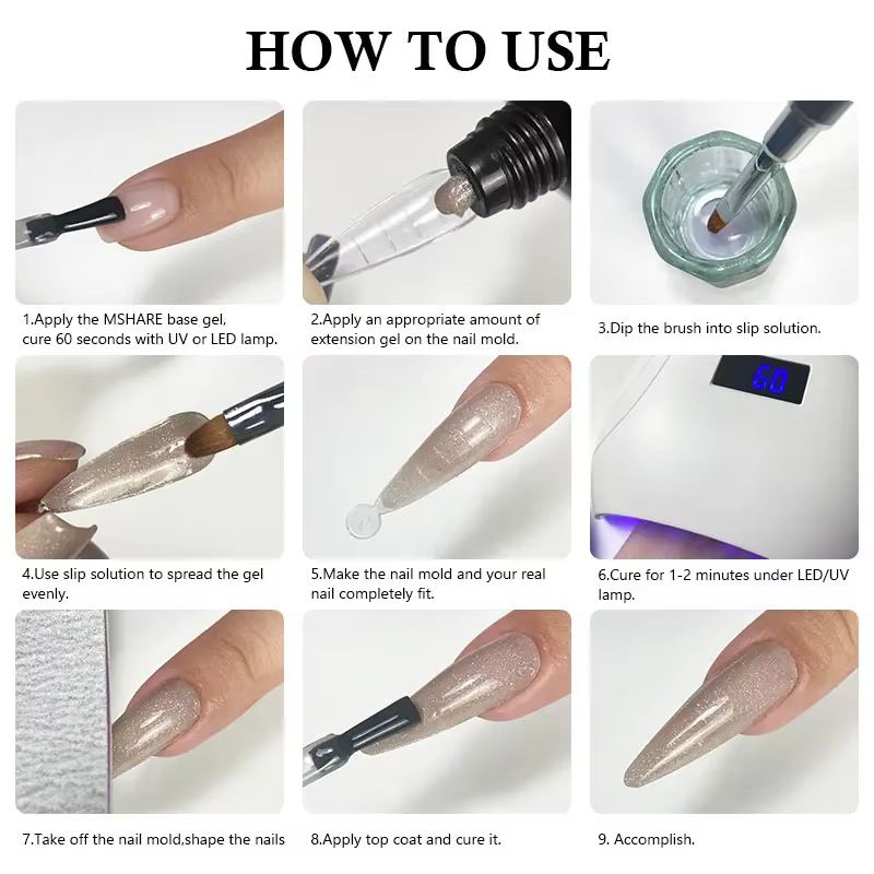 MSHARE 50g Shimmer acrylique Gel Extension