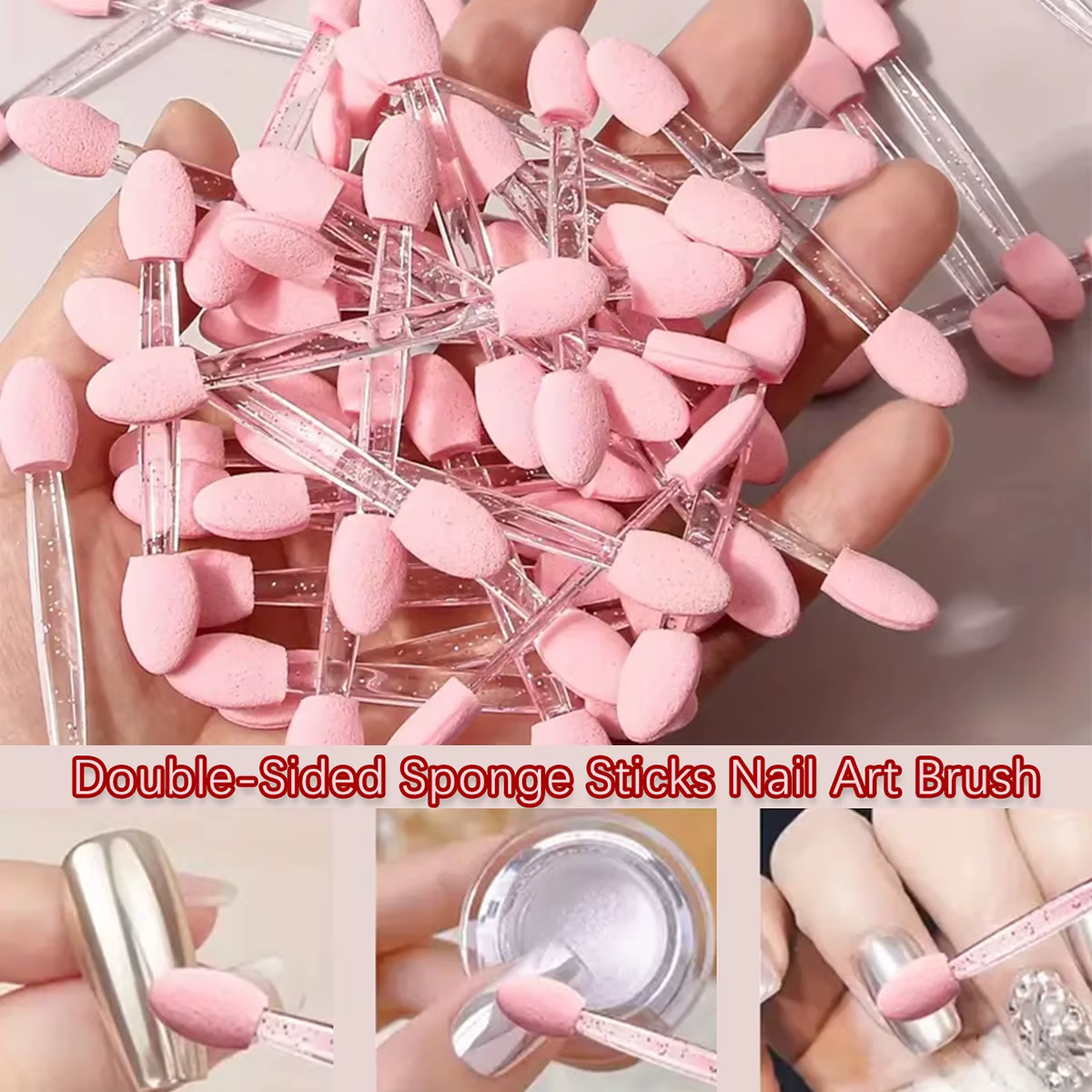 Brosse à ongles Double face chromée rose noir