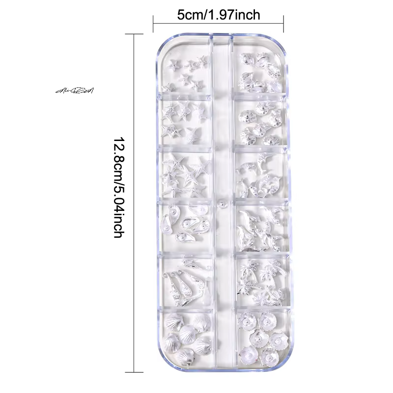 12 grilles/boîte 3D Nail Art breloques aurore coquilles étoile de mer queue de sirène accessoire pour rêveur océanique manucure Look