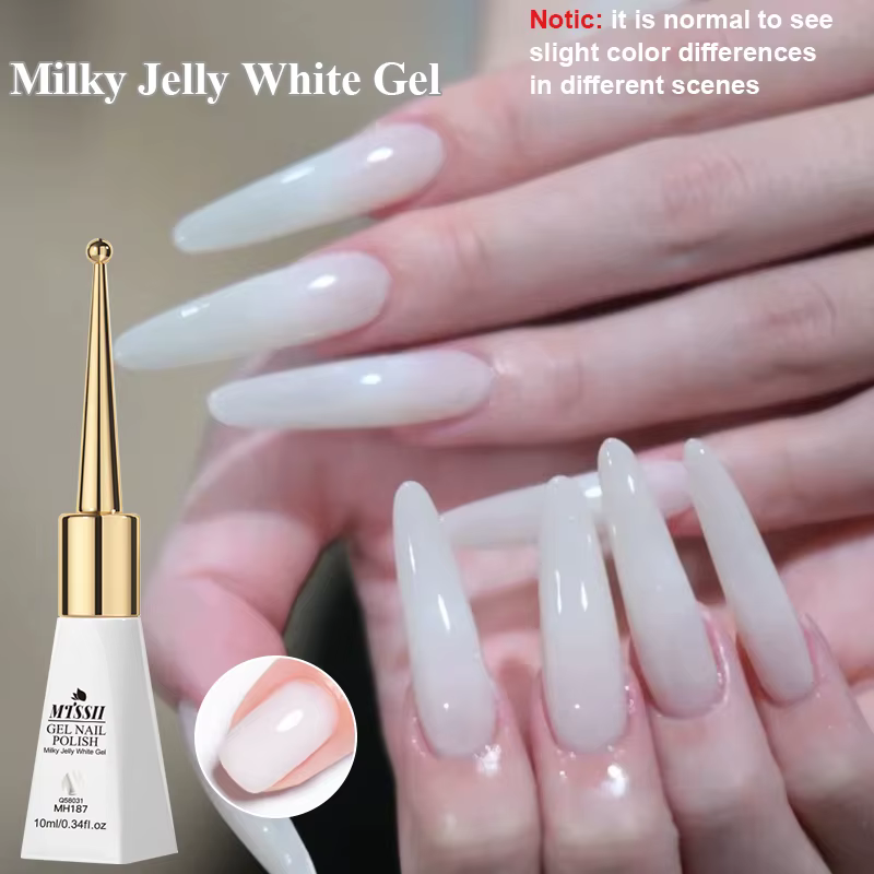 Vernis à ongles gel blanc laiteux 10 ml, gel semi-transparent blanc effet gelée, vernis gel UV LED à retirer par trempage, fournitures pour ongles longue durée