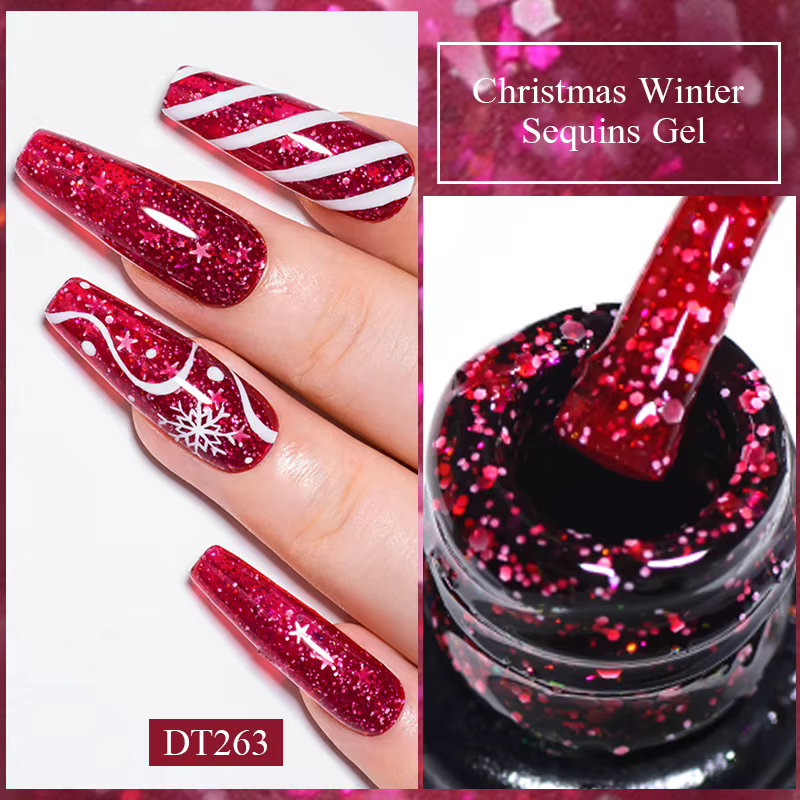 Verhéritage à Ongles en Gel à Paillettes Brillantes de Noël