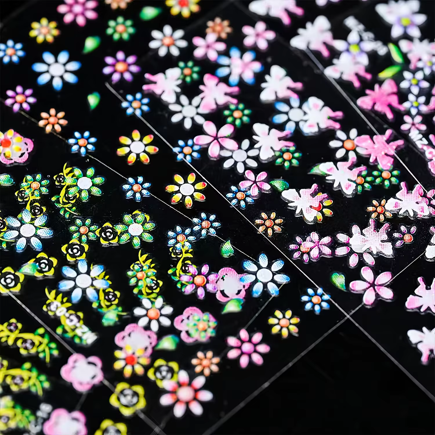 30 feuilles d'autocollants pour ongles fleur pour Nail Art coloré auto-adhésif marguerite décalcomanies