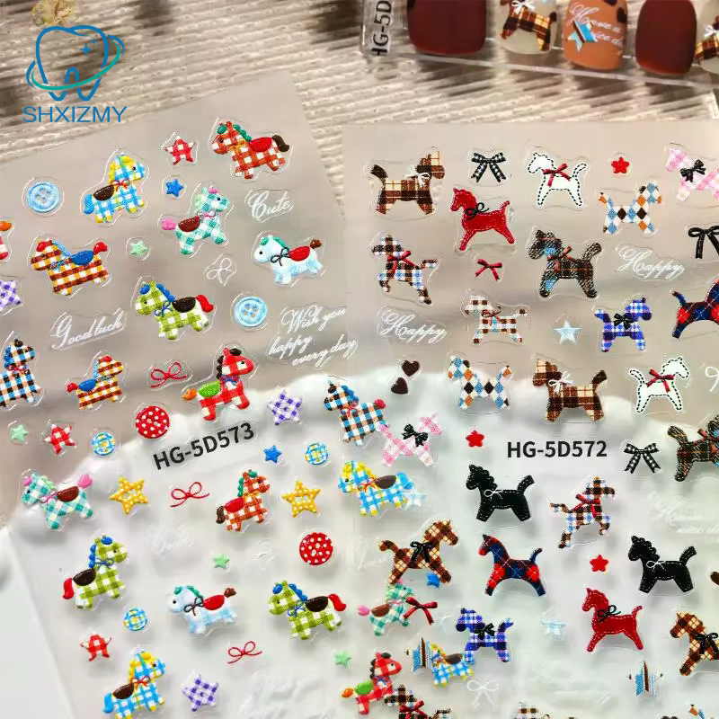Autocollant cheval coloré et élégant pour Nail Art