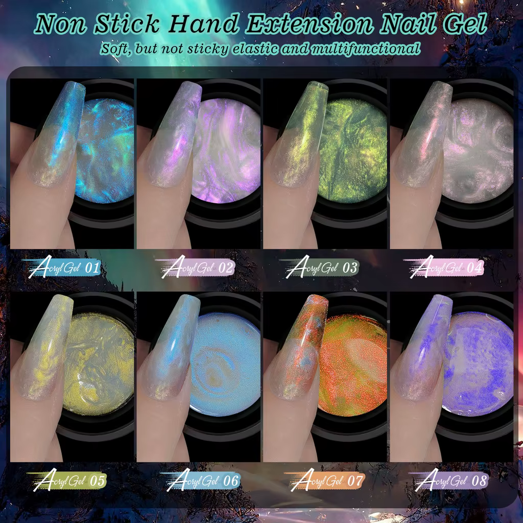 Gel de sculpture 3D Aurora Pearl Mermaid - Gel de modelage antiadhésif pour extensions d'ongles