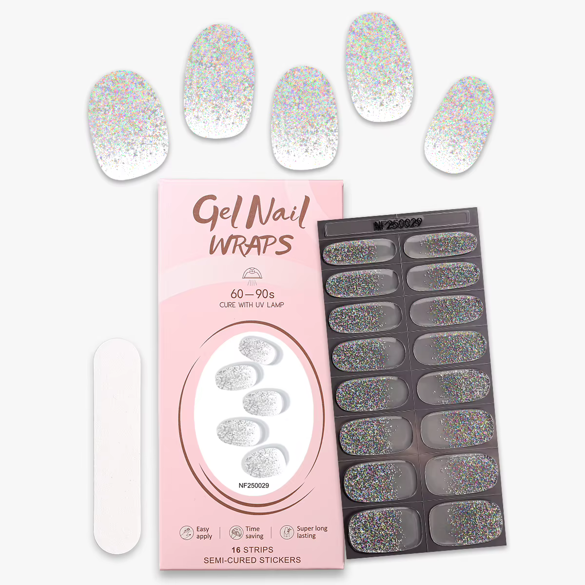 Bandes pour ongles en Gel Semi-durci scintillant