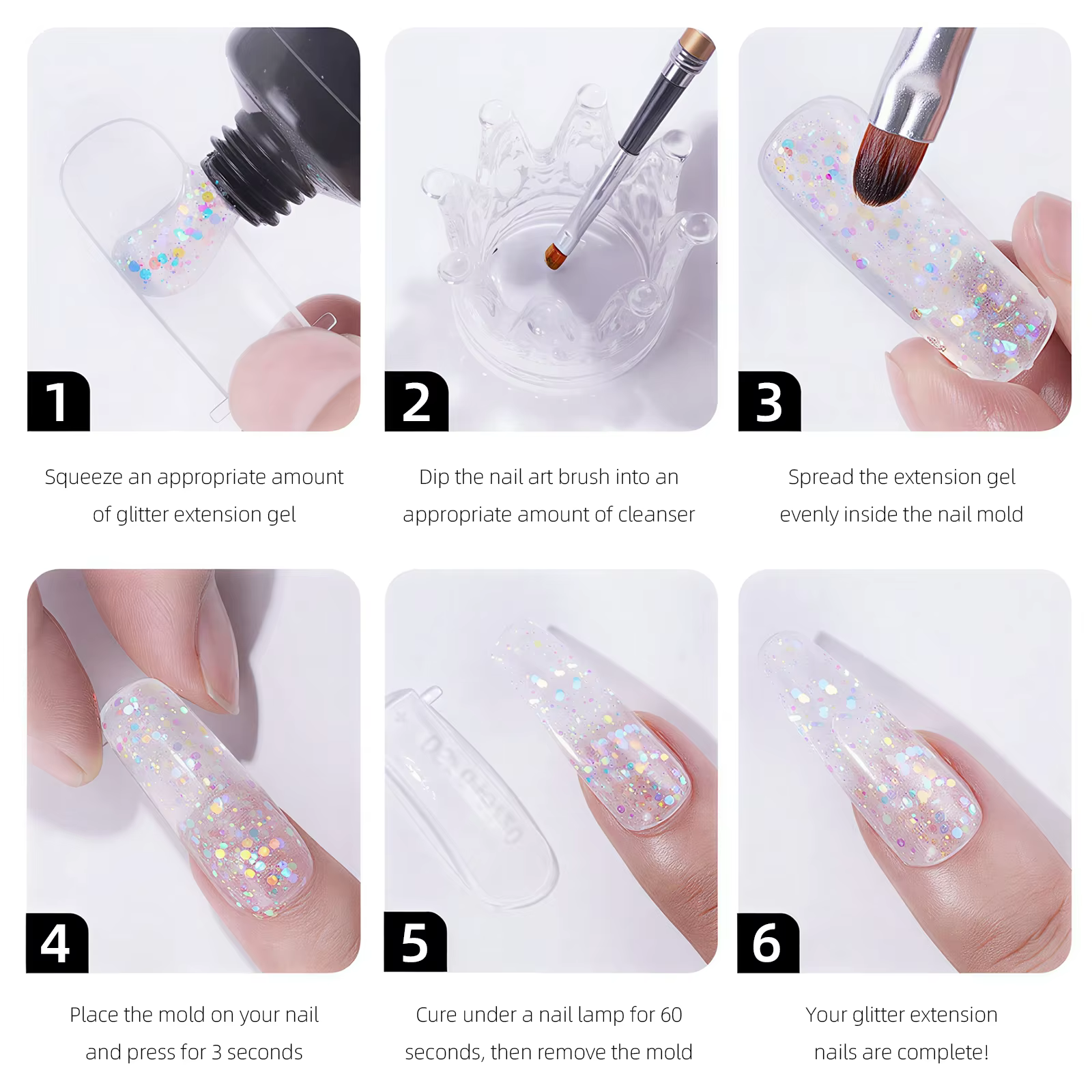 Misscheering Gel Acrylique Pailleté 15ml pour Extension d'Ongles