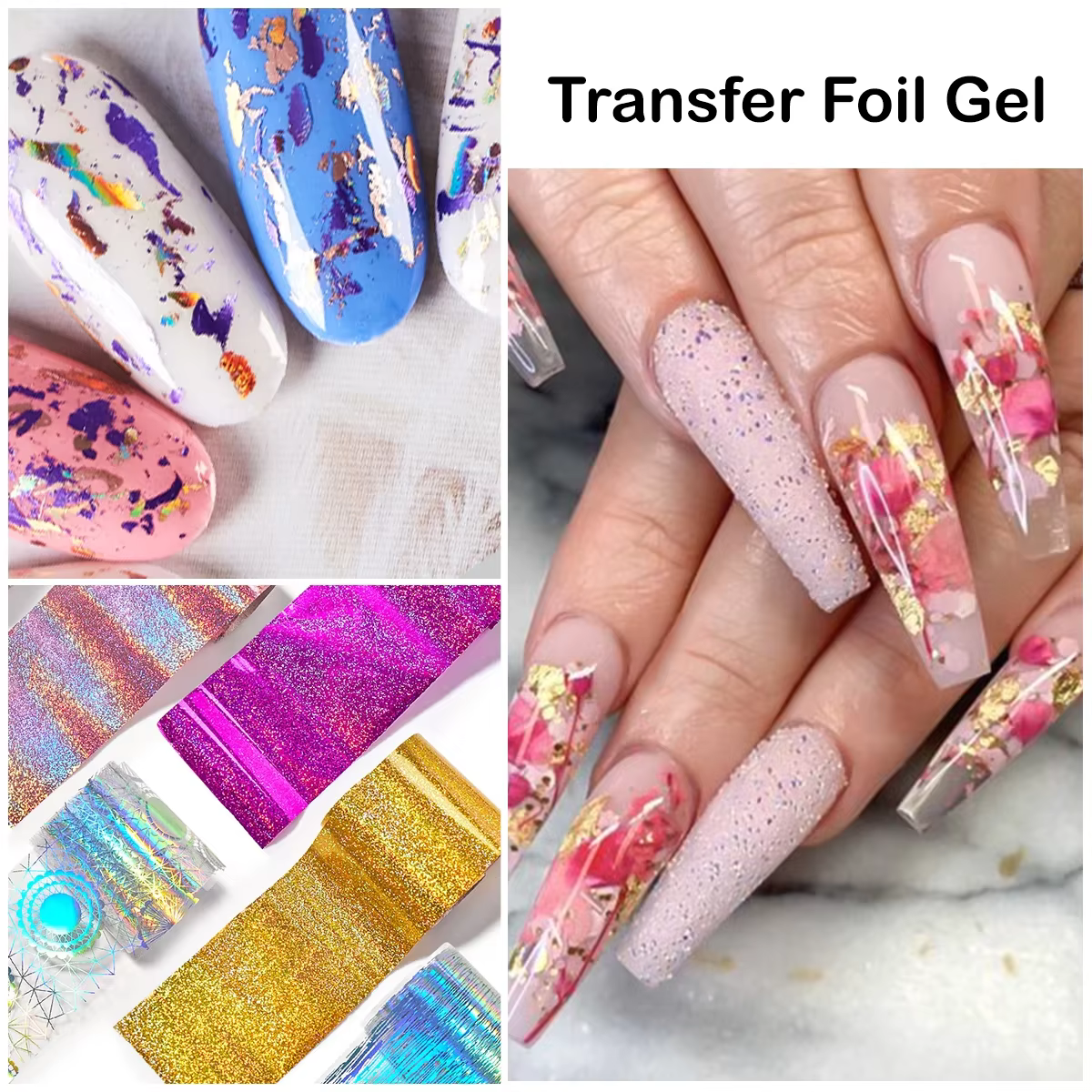 FOUR LILY 7ml Gel de vernis à ongles semi-permanent à transfert par feuille pour autocollants d'ongles