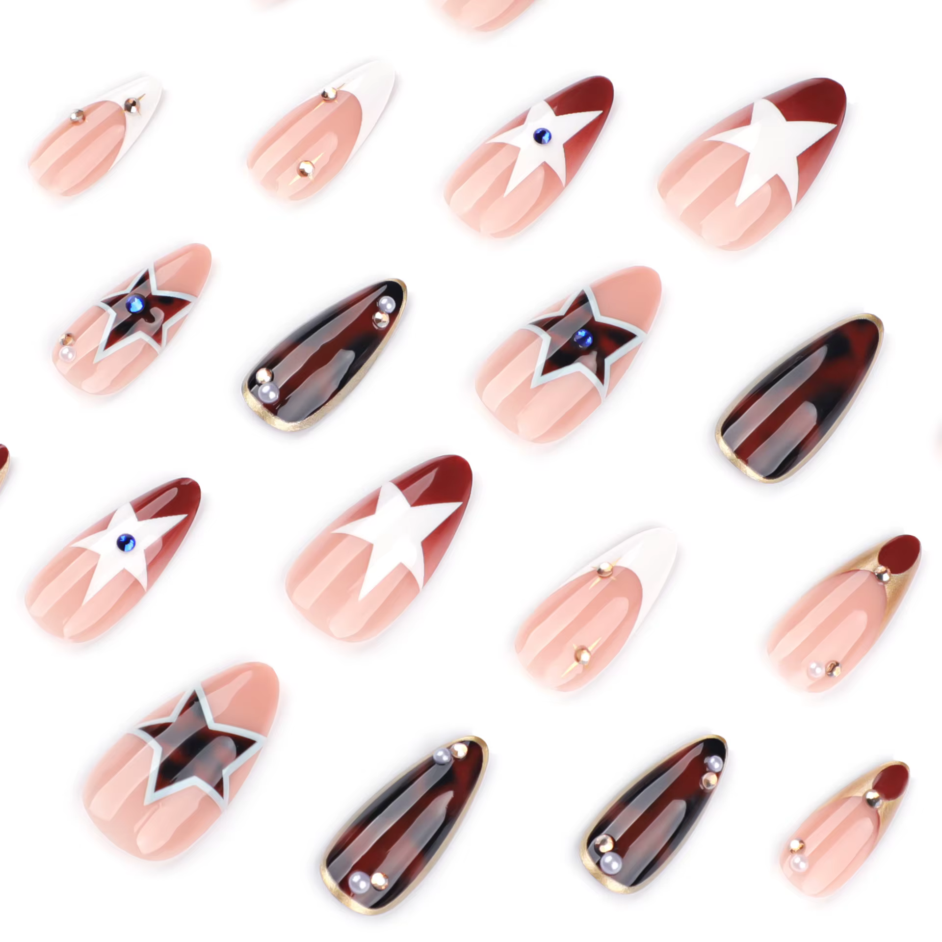 Automne marron français presse sur ongles