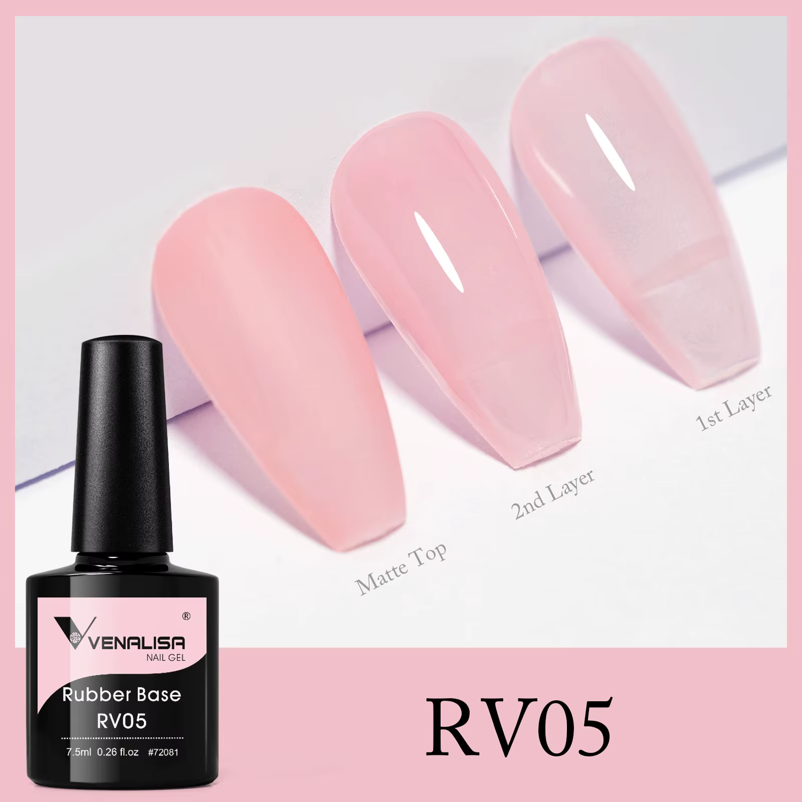 VENALISA Semi Transparent français rose couleur caoutchouc Base manteau vernis à ongles Gel gelée