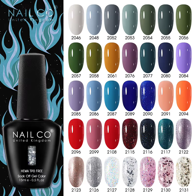 NAILCO 15ml Vernis à Ongles Gel UV Soak Off Sans HEMA ni TPO Couleurs Hybrides