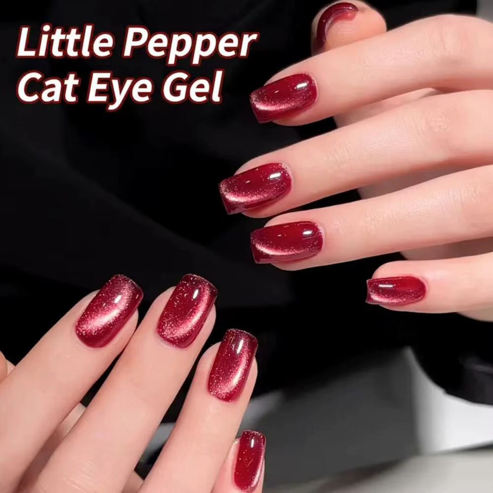 10ml noël rouge oeil de chat Gel vernis à ongles scintillant rubis