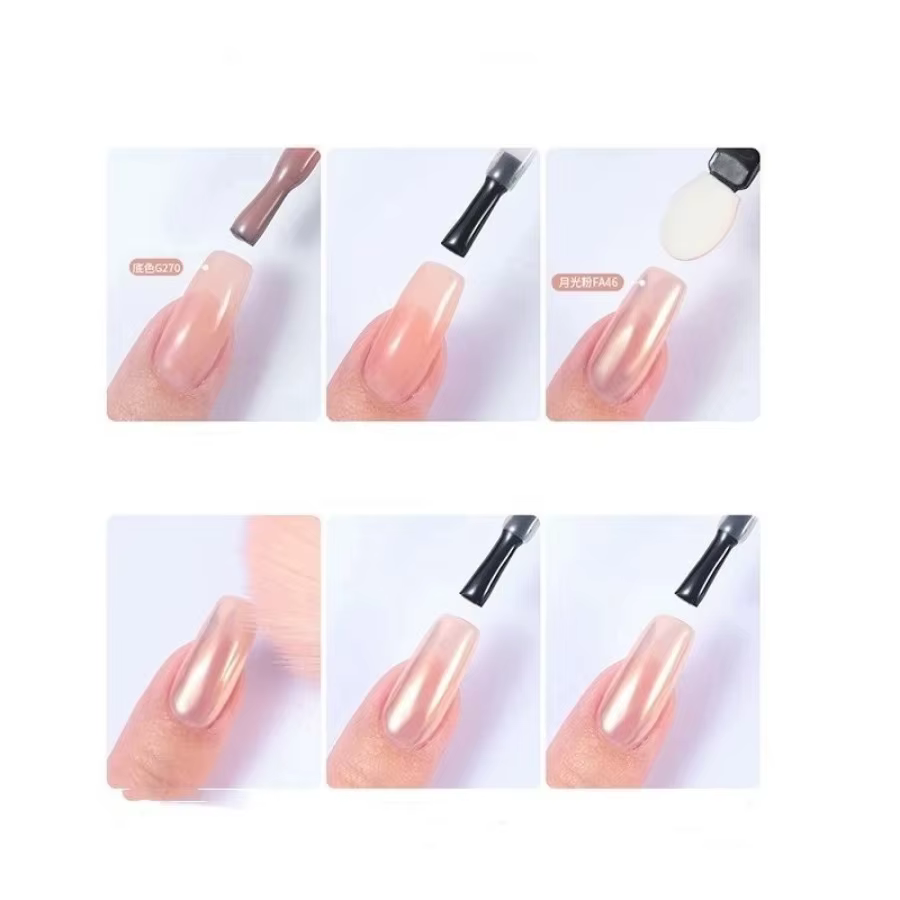 1 boîte de poudre à ongles miroir clair de lune argent paillettes fines effet métallique Pigment Gel vernis Chrome