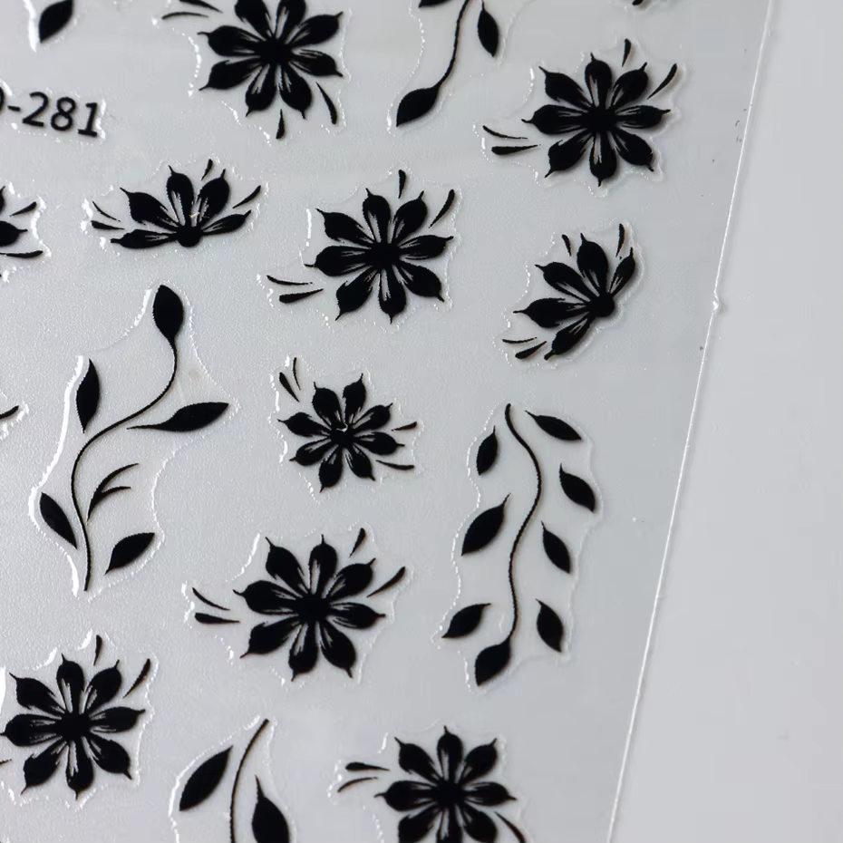 Autocollants pour ongles floraux – Décalcomanies 3D auto-adhésives à motif de fleurs et de feuilles pour Nail Art