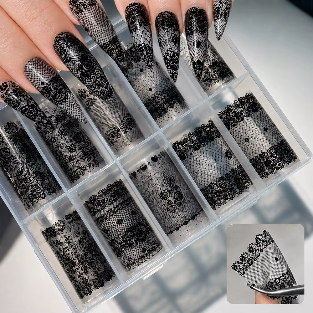 Autocollants pour ongles en dentelle à la mode