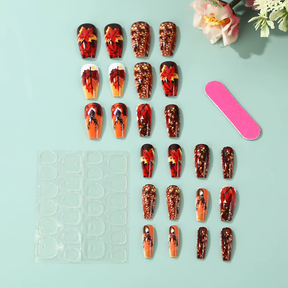 Faux ongles mi-longs pour femmes et filles
