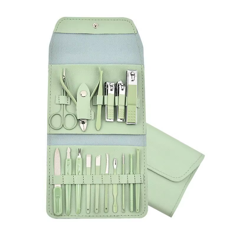 Ensemble de manucure 16 pièces, outils de manucure et de pédicure en acier inoxydable de qualité supérieure, étui en cuir PU portable, parfait pour un usage personnel, cadeaux