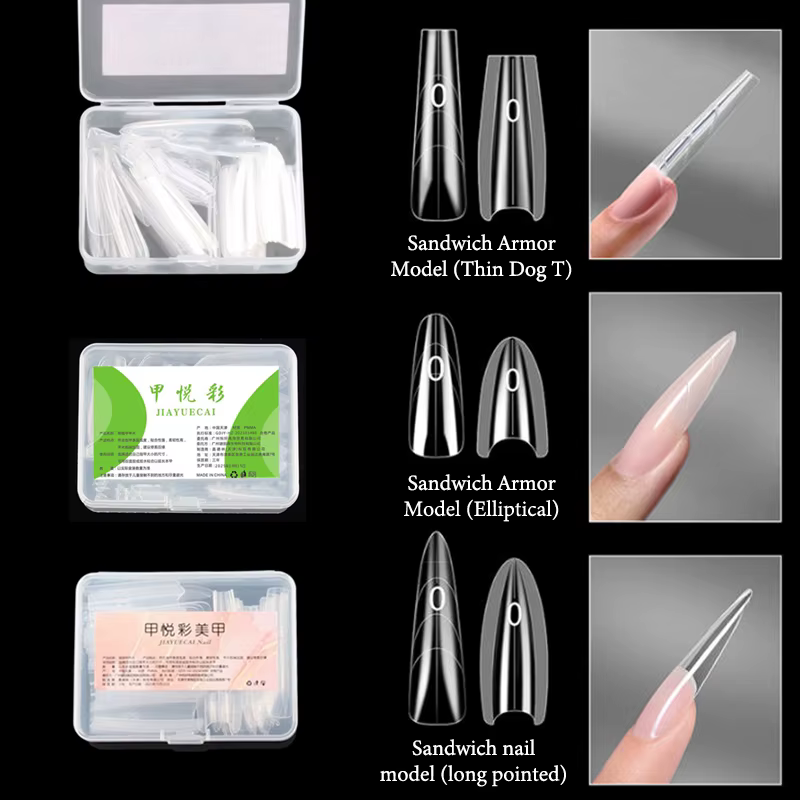 Formes à ongles doubles Sandwich 60 pièces 15 tailles pour extensions rapides