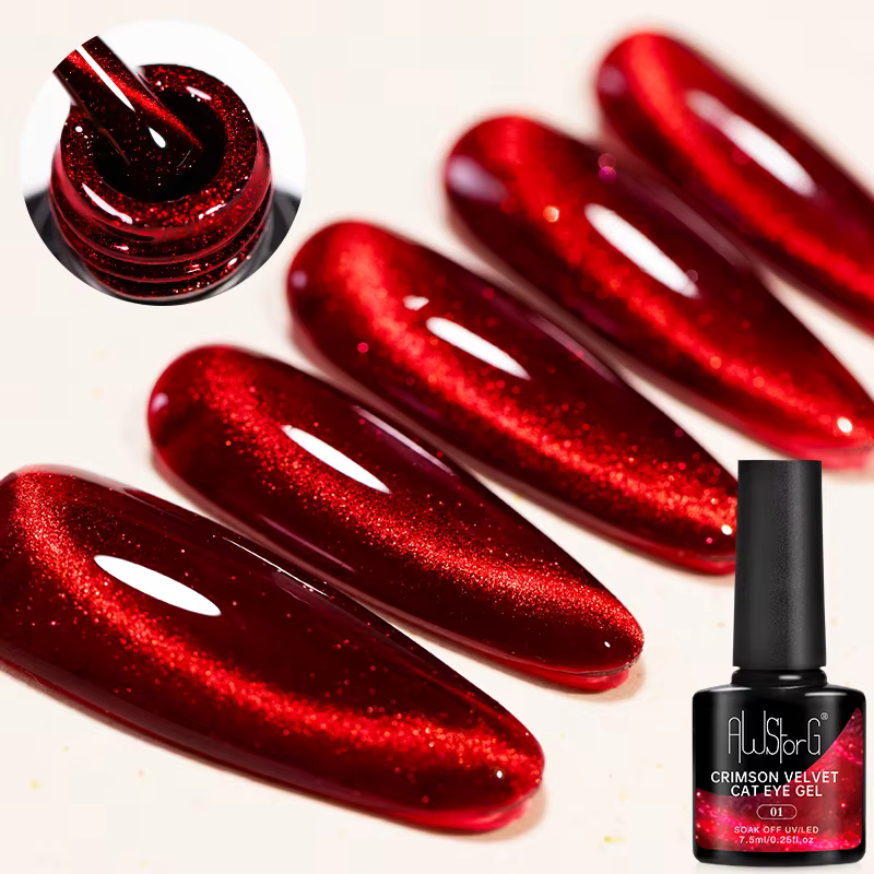 AWStorG 7.5ml cramoisi velours oeil de chat Gel magnétique vernis à ongles