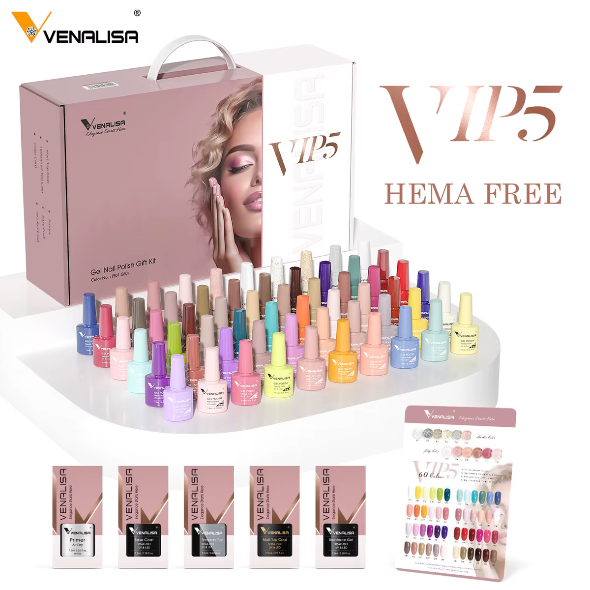 Venalisa HEMA TPO gratuit vernis à ongles Gel paillettes magnifique couverture complète tremper UV LED français gelée d'ongles rose Collection nue