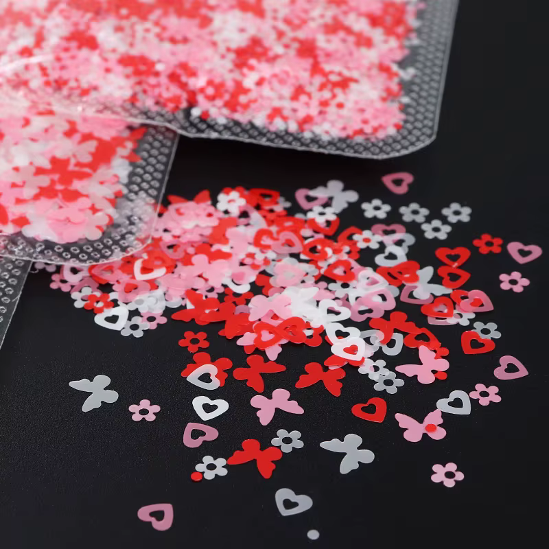 1 paquet saint valentin rose rouge Nail Art paillettes