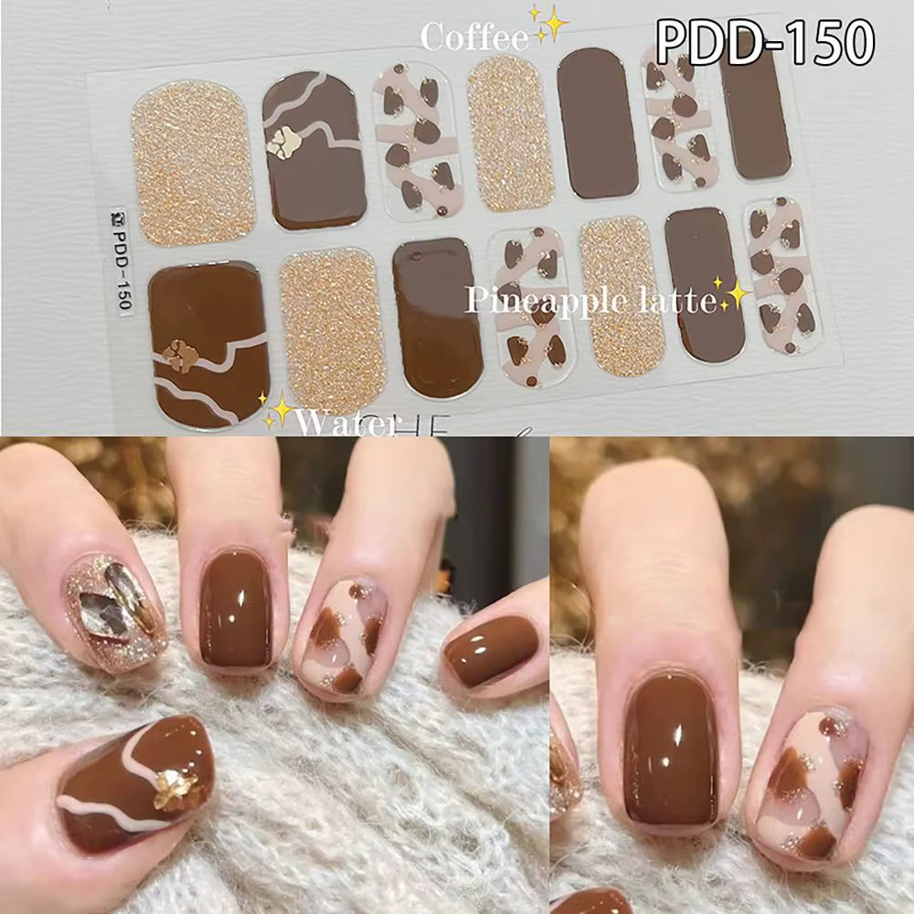 14 Bandes d'Autocollants en Gel Semi-Durcis pour Ongles