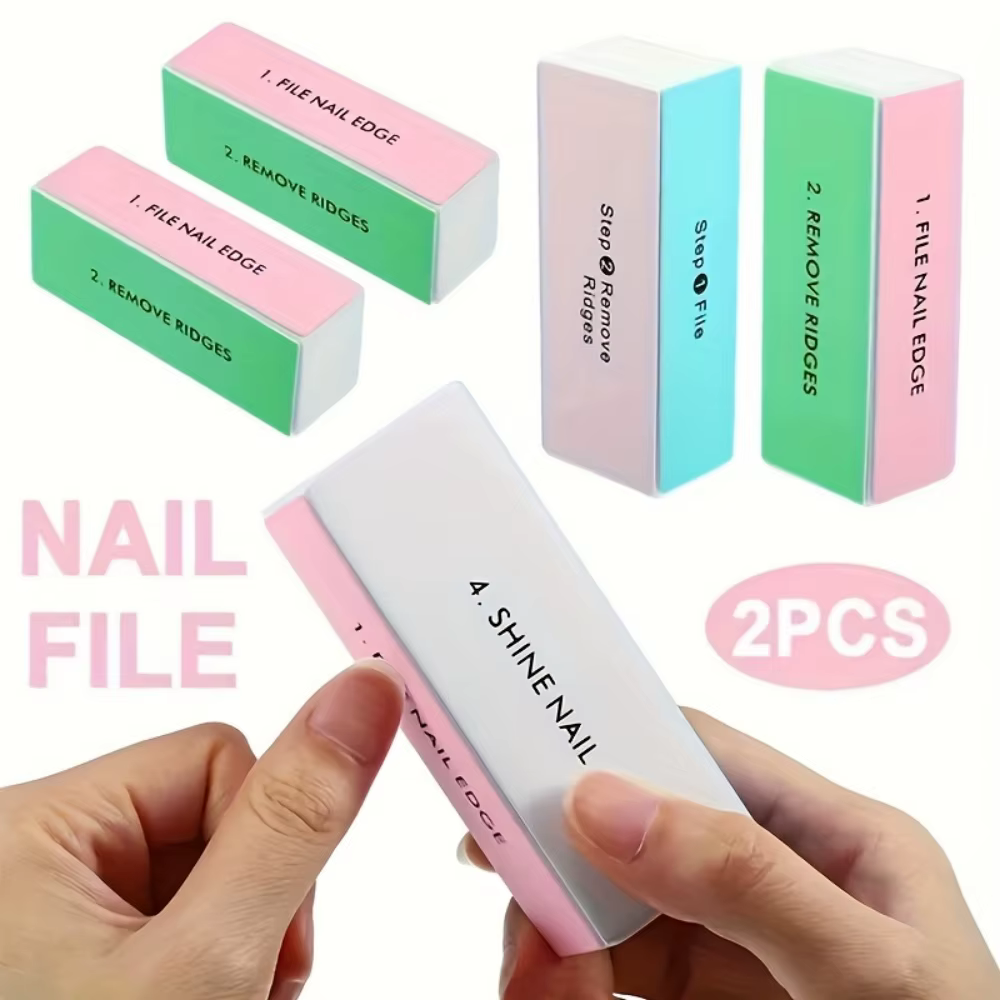 Lot de 2 limes à ongles et blocs de polissage, outils professionnels pour le nail art, permettant de polir toutes les faces des ongles, outils pour le nail art destinés aux salons de beauté.