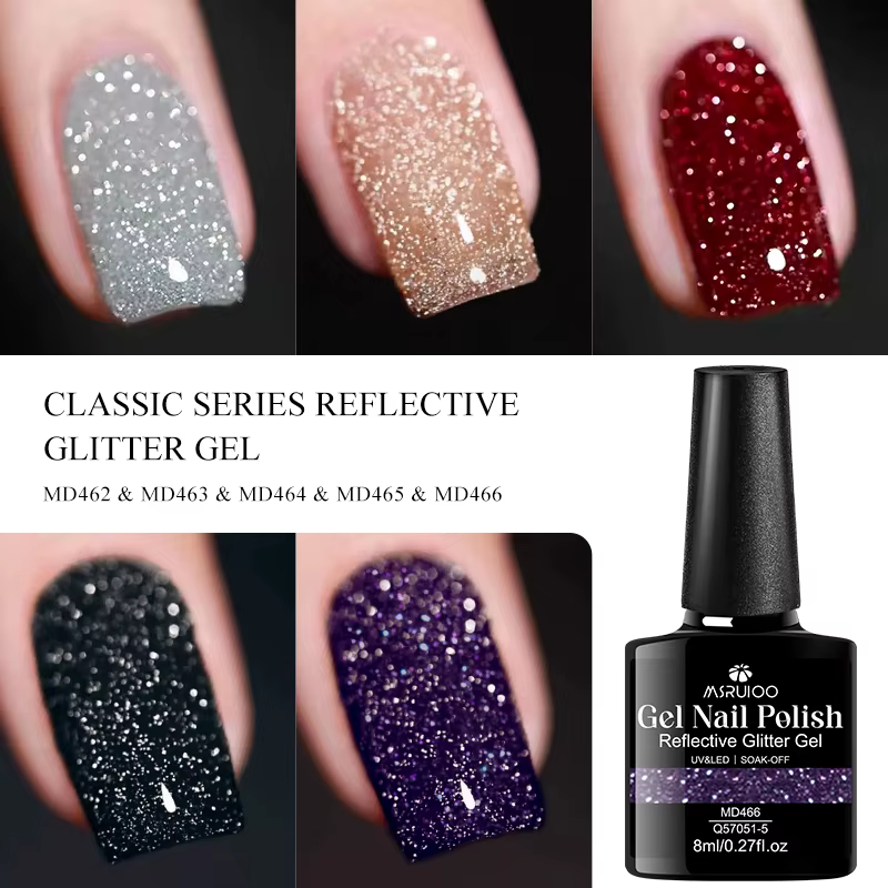 Vernis à ongles gel réfléchissant argenté 8ml