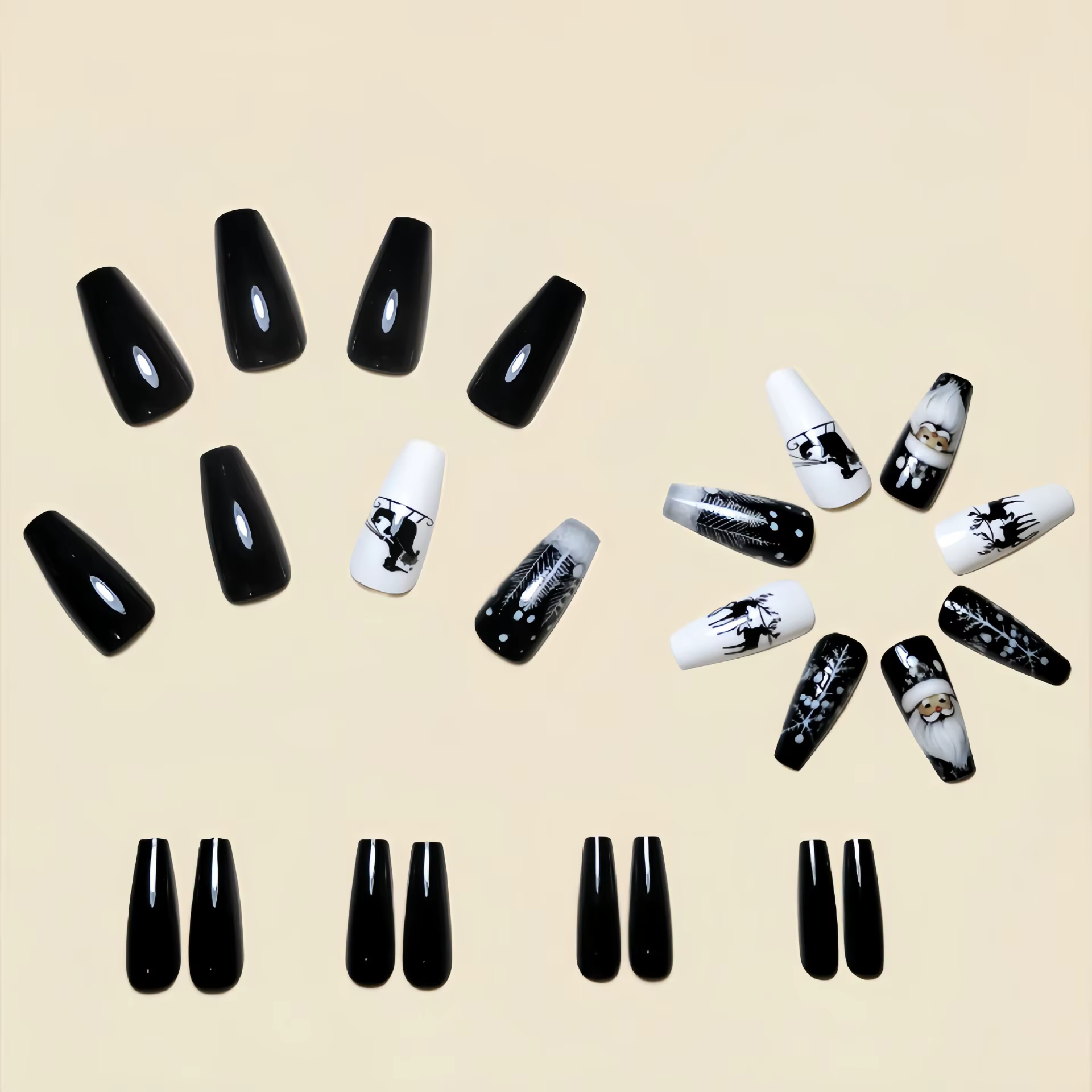 Faux ongles noirs du père noël