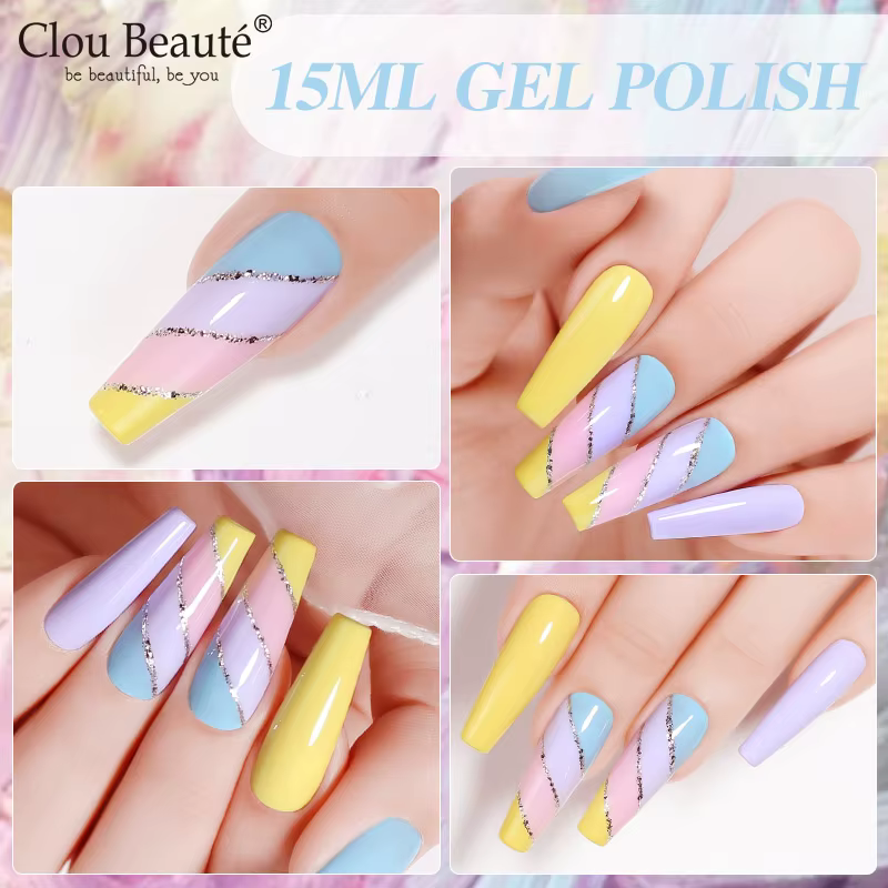 Clou Beaute 15ml rouge noir blanc vert néon Gel vernis à ongles couche de finition velours haut 400 couleurs Gel Semi