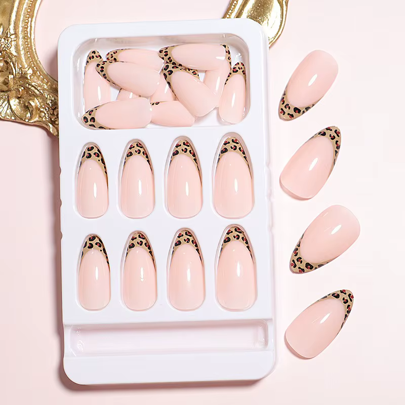 24 faux ongles léopard français autocollants