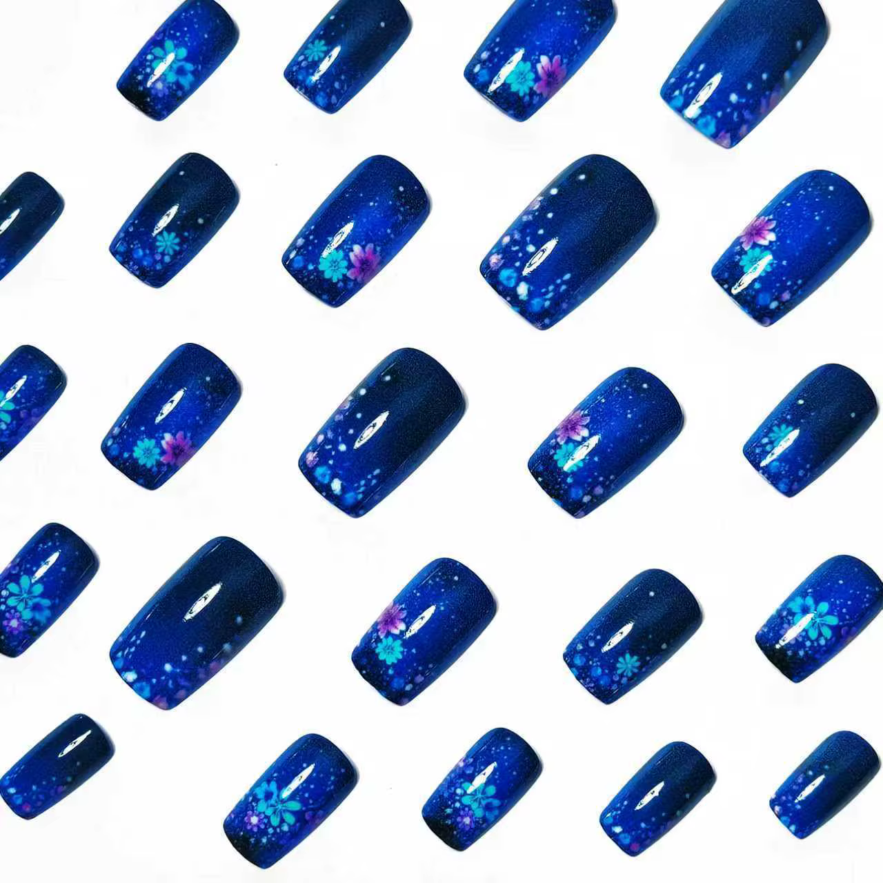 Faux ongles courts carrés moyens pour femmes et filles