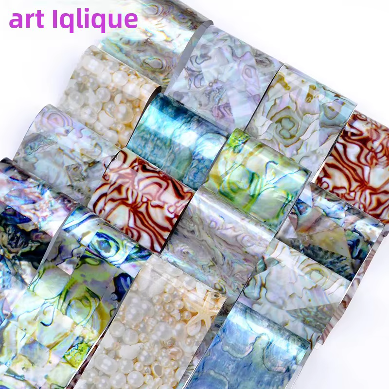 16 pièces Nail Art feuille décalcomanies étoilé marbre dégradé labyrinthe coquille conception 4x20 cm bricolage créatif manucure transferts