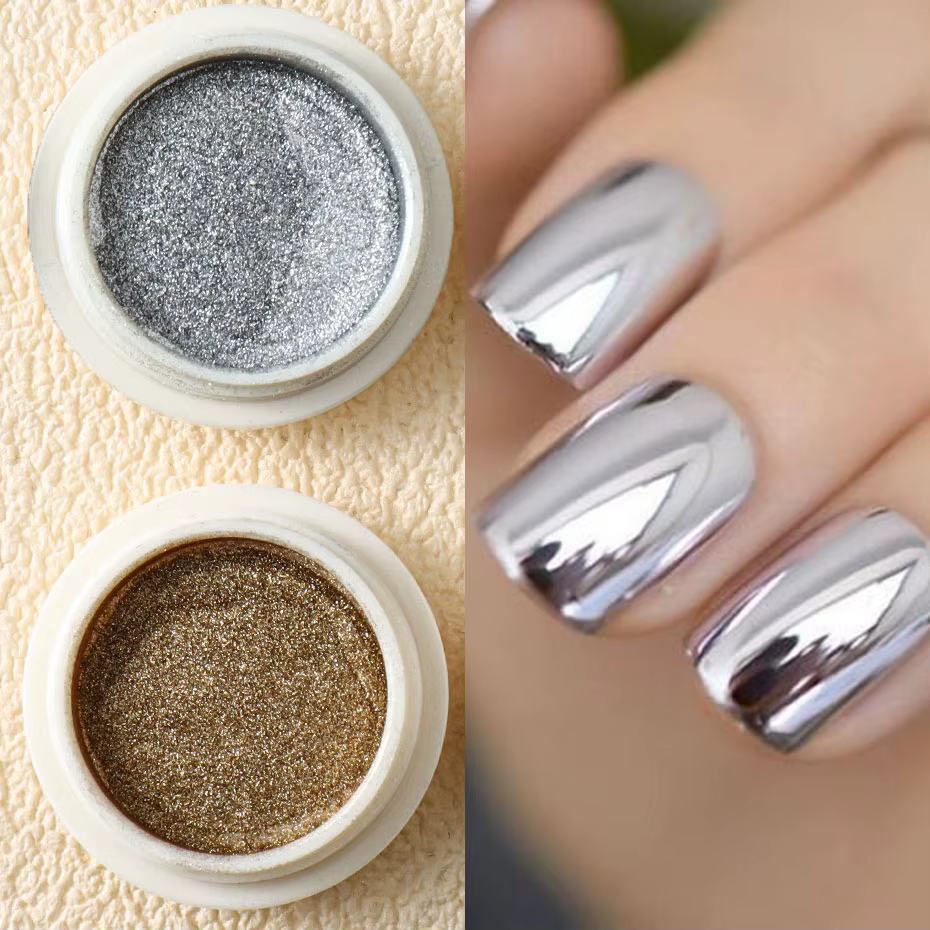 6pc or métallique miroir paillettes Nail Art poussière Rose or argent poudre UV Gel vernis Chrome frottant Pigment flocon manucure décor