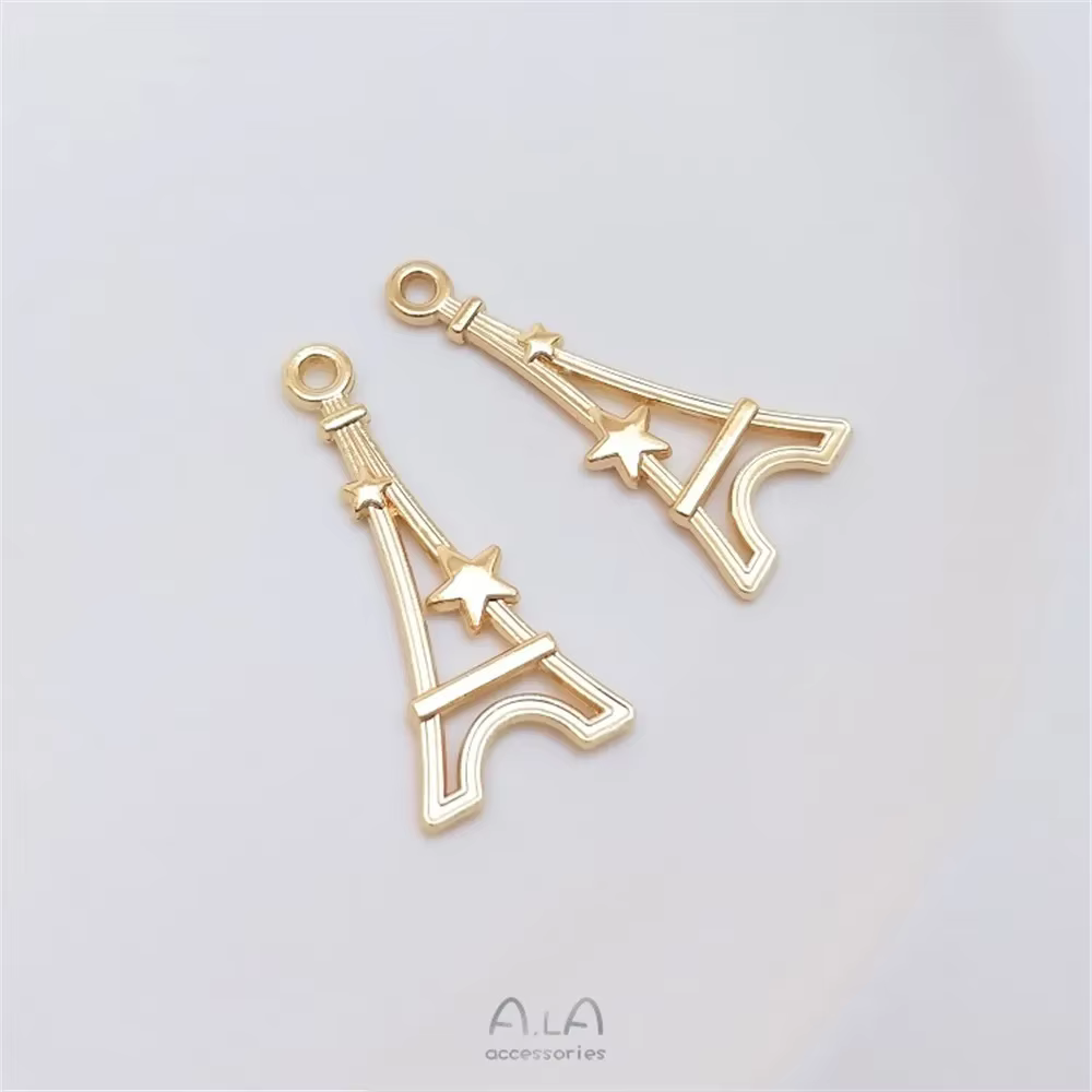 Pendentif tour Eiffel de Paris plaqué or 14 carats, pendentif bricolage fait à la main, accessoires de bracelet décoratifs