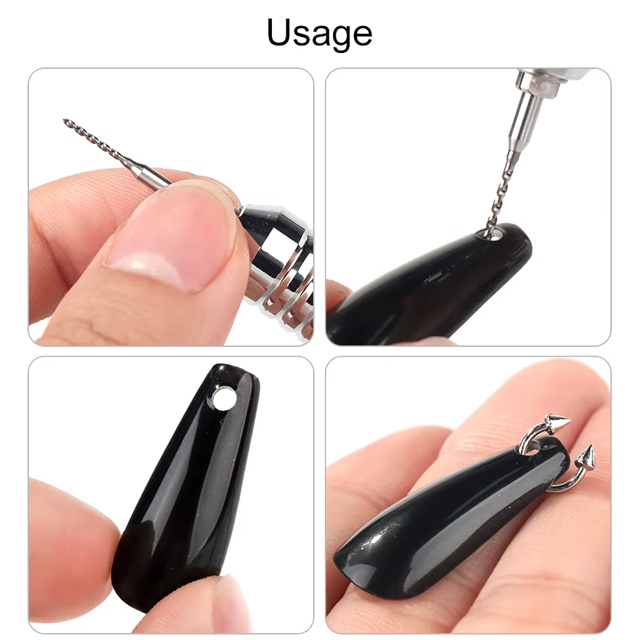 Foret à ongles foret pour bijoux anneau ouvert Nail Art décoratif Piercing acier au tungstène tête de meulage outil de poinçonnage de trous précis