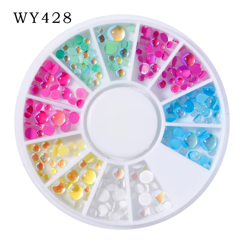 1 boîte arc-en-ciel sirène larmes Nail Art breloques Macaron bulle perles