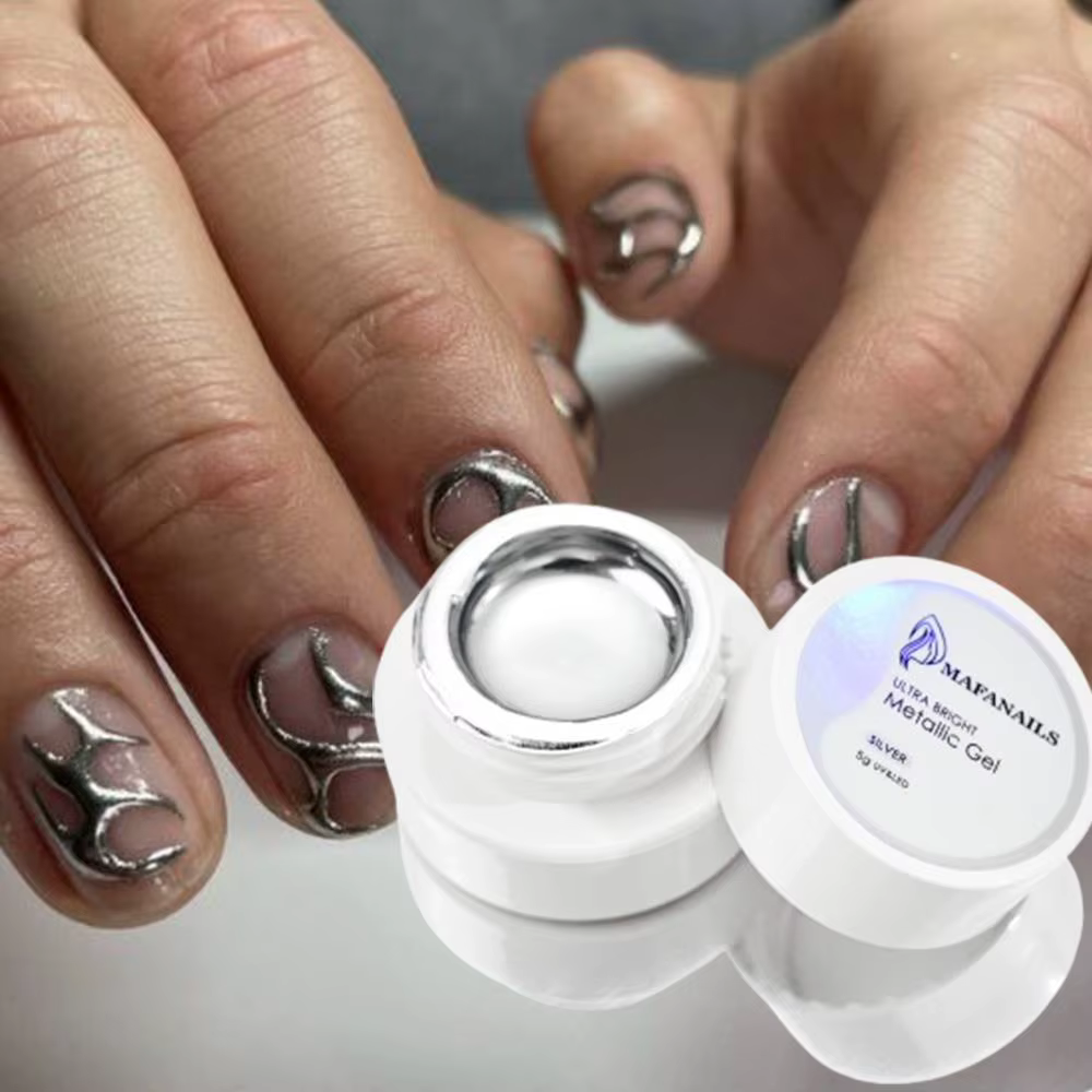 1PC Vernis à ongles effet miroir métallique argent