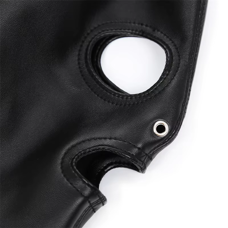 Masque fétiche en cuir unisexe avec cheveux, accessoires de jeu Steampunk, queue de cheval sexy, festival Rave, ceinture de poitrine, bondage, équipement de sauna