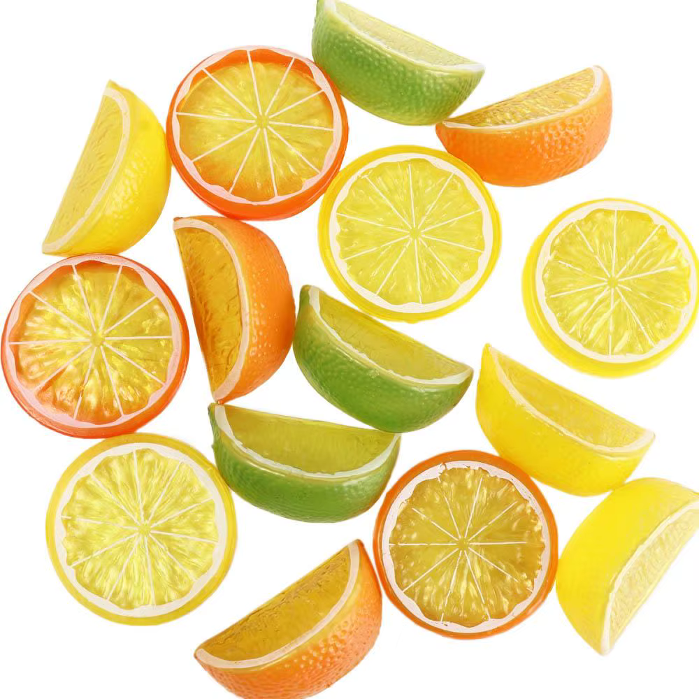Accessoires de simulation : Blocs de citron artificiels, Tranches de citron artificielles, Décoration de cuisine, Fruits de simulation, Tranches de citron vert artificielles