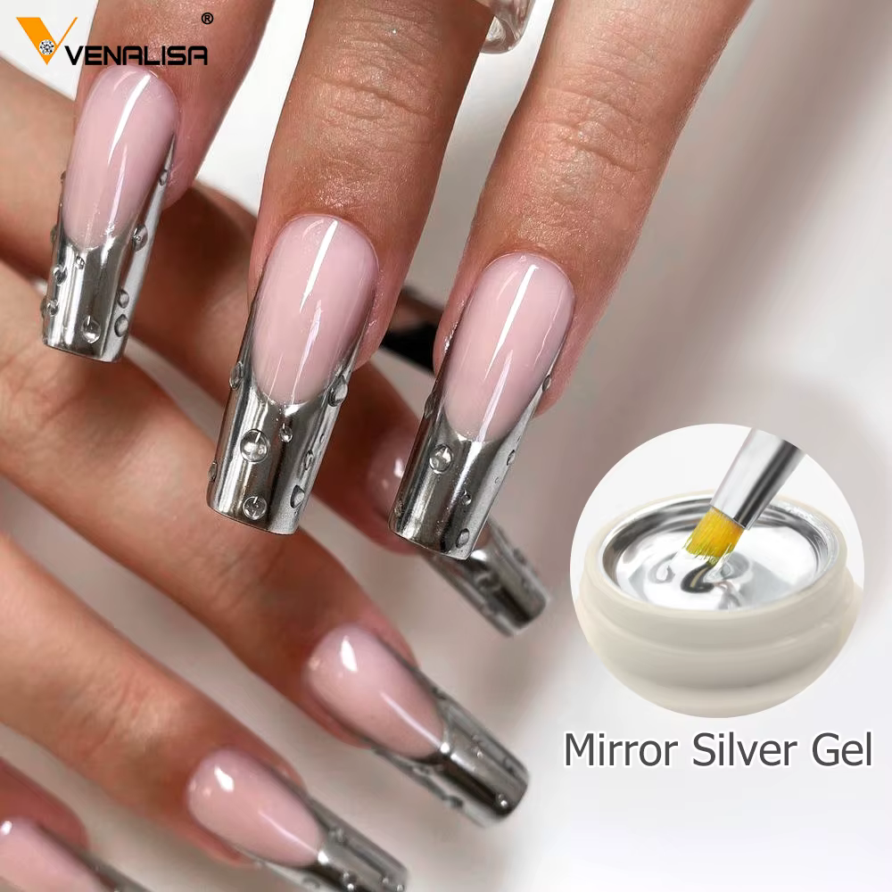 Venalisa 5ml nouveau Gel métallique UV argent or effet miroir renforcer garder les ongles C Arc UV Gel de Construction 5D Gel de modélisation