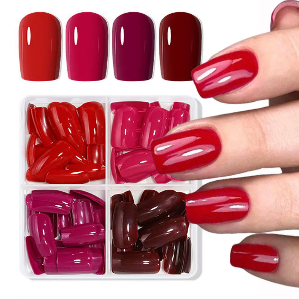 96 faux ongles courts en forme de cercueil