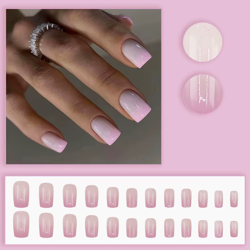 Faux ongles carrés courts pour femmes et filles