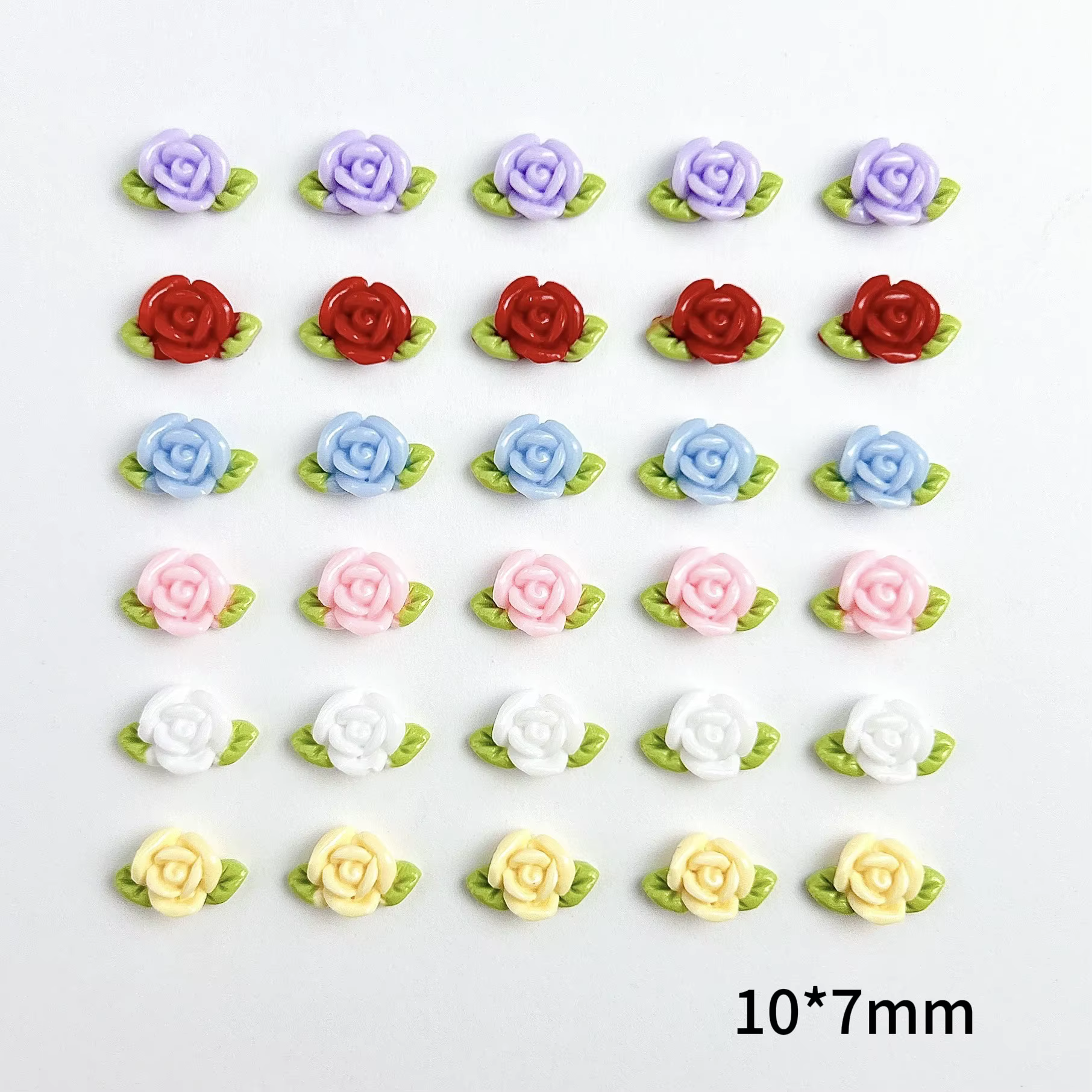 Feuille fleurs ongles breloques 3D résine lumineuse Rose décorations d'ongles 10*7mm Multi couleurs