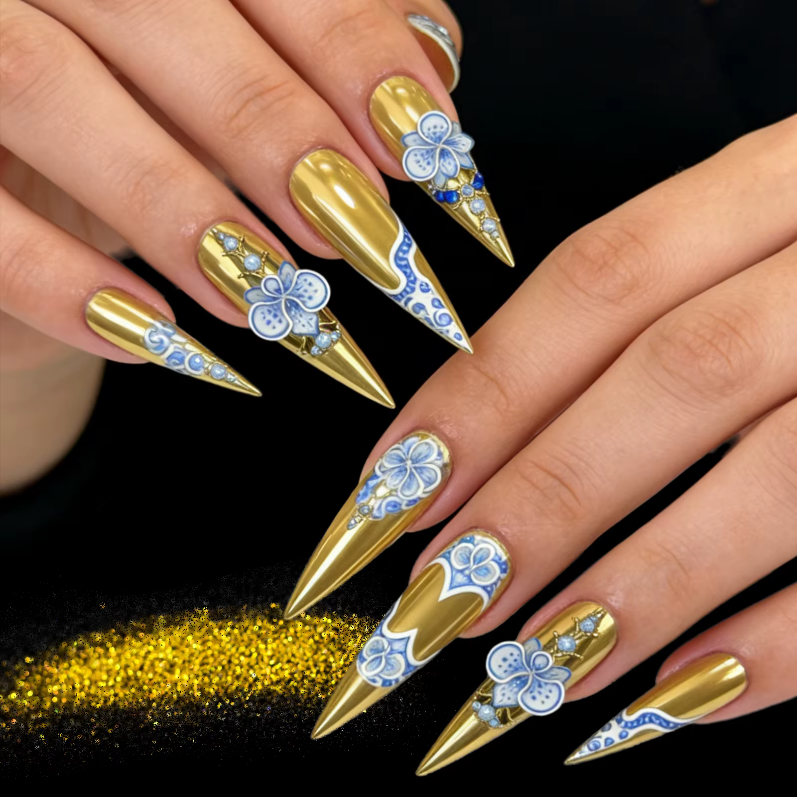 Kit de poudre à ongles effet miroir chromé