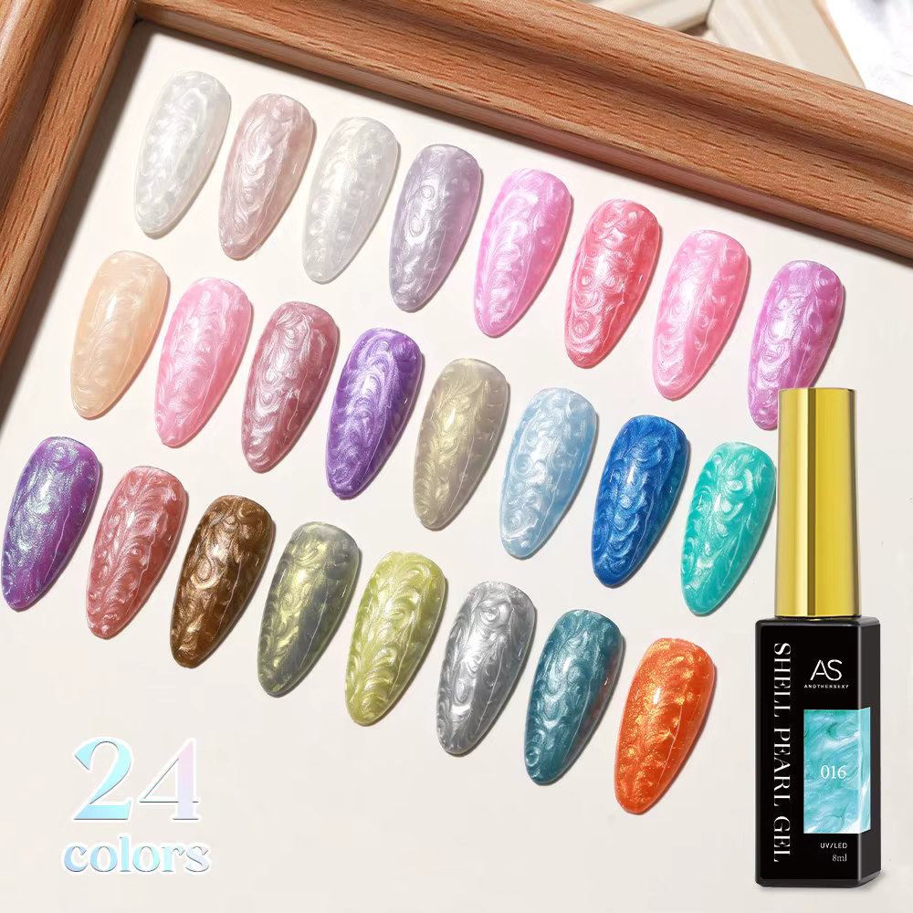 AS 8ml fil coquille Gel vernis à ongles pas ensemble 24 couleurs blanc perle