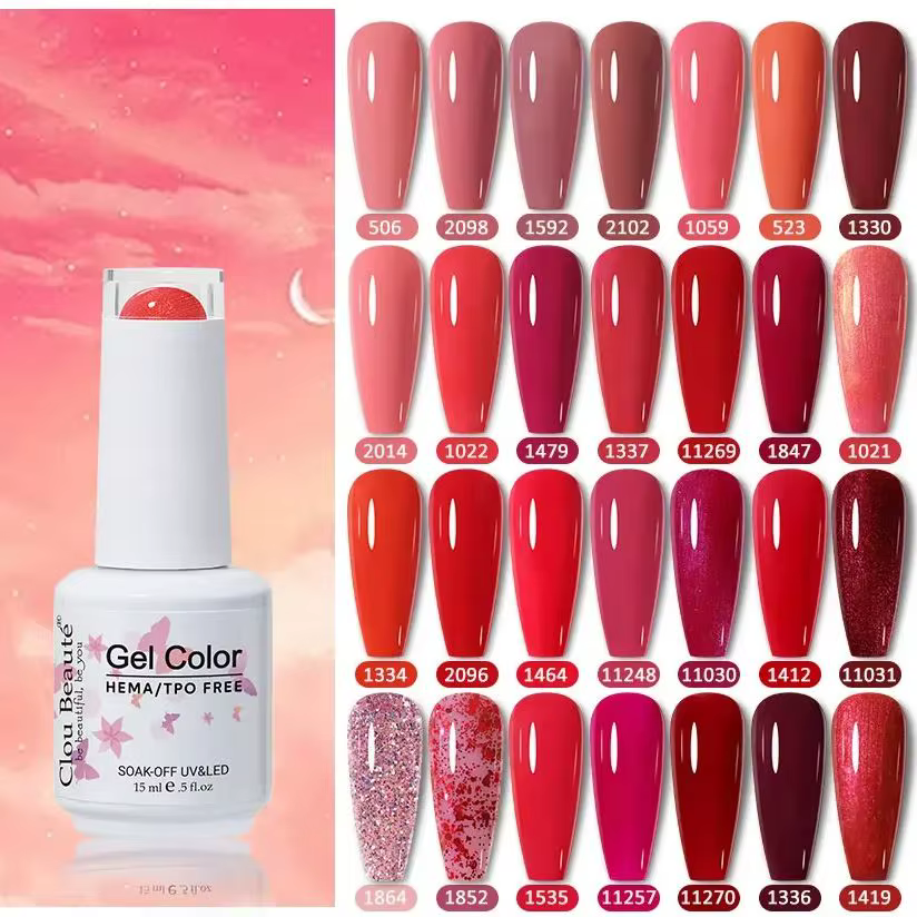 Clou Beaute HEMA TPO gratuit Gel vernis à ongles semi-permanent hybride noir rouge couleur Gel