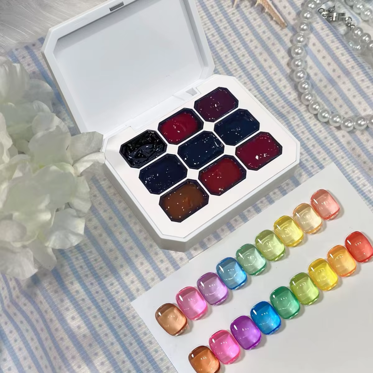 1 pièce Gel de nail art solide 9 grilles Candy Glass