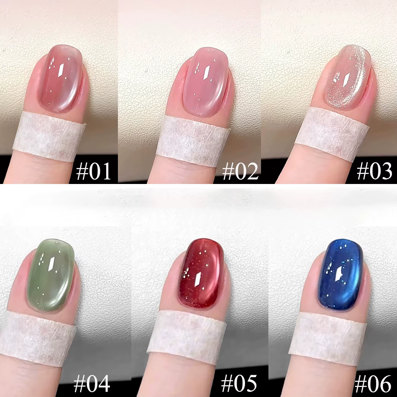 1-6 pièces SHAKA automne ongles glace Transparent rose bleu rouge perle de verre oeil de chat Gel vernis à ongles 2025 blanchiment populaire Salon de manucure