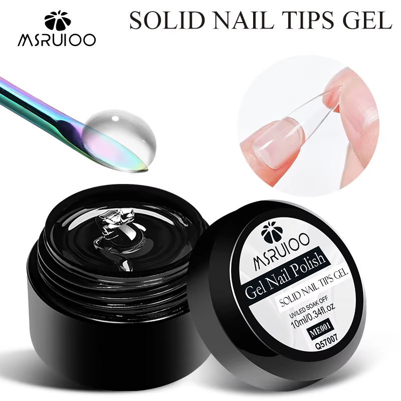 MSRUIOO 10ml clair solide ongles conseils Gel longue durée sans bulles UV/LED Gel de construction