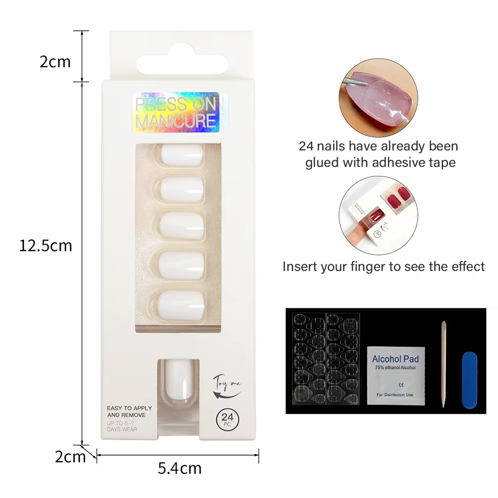 Ensemble de faux ongles courts à pression complète